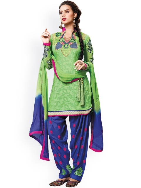 

Ishin Green Cotton Embroidered Unstitched Dress Material