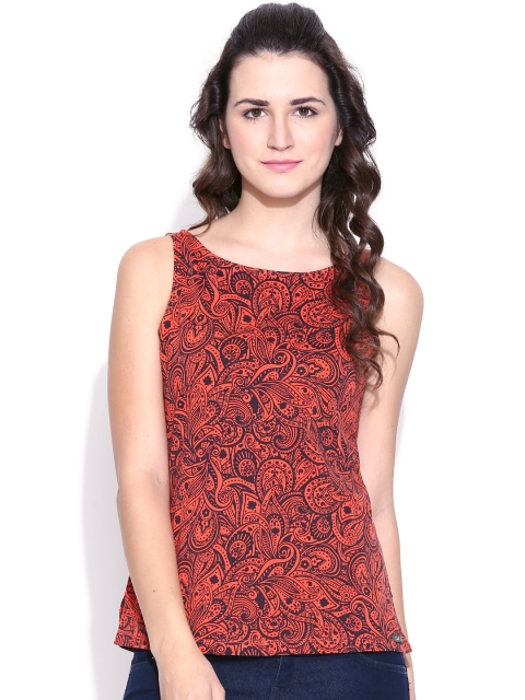 

CULT FICTION Orange Printed Top