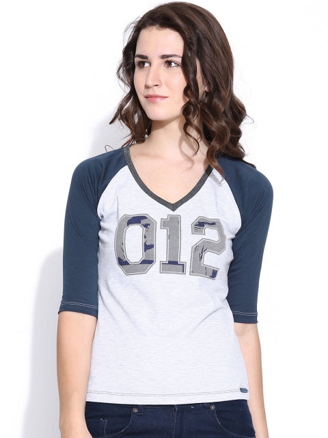 

CULT FICTION Women Light Grey Printed T-shirt