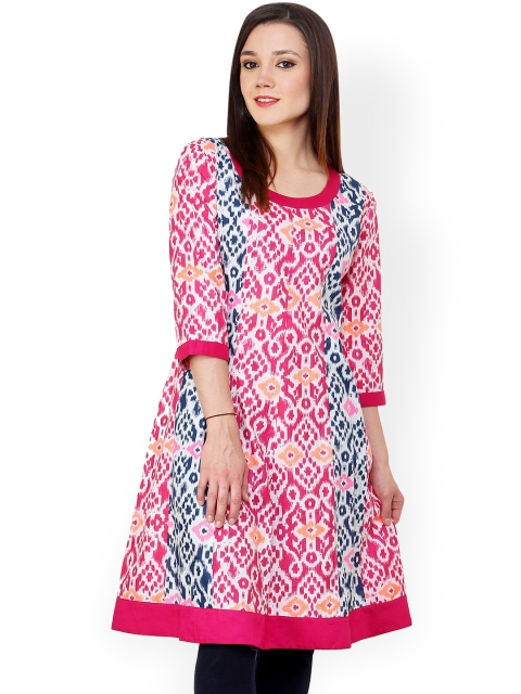 

Pannkh Pink & Blue Printed Anarkali Kurta