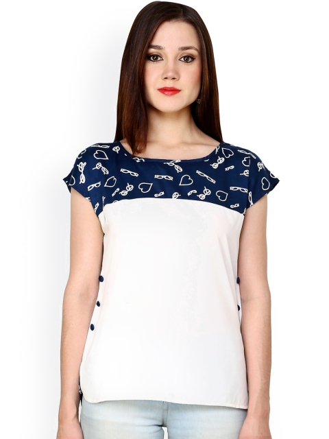 

Pannkh Blue & White Printed Top