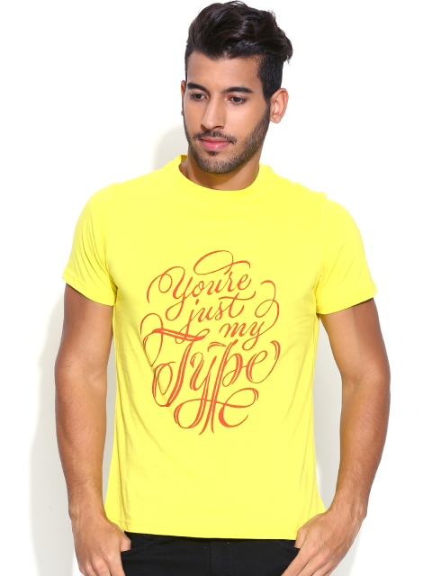 

Ushirts Yellow Printed T-shirt