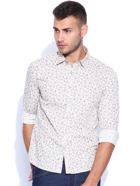 

Flying Machine Off-White Floral Printed Shirt