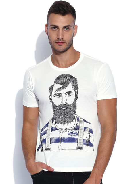 

Flying Machine Off-White Printed T-shirt