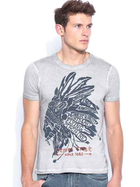 

Flying Machine Grey Printed T-shirt