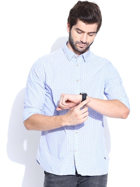 

Blackberrys Blue Printed Slim Fit Casual Shirt
