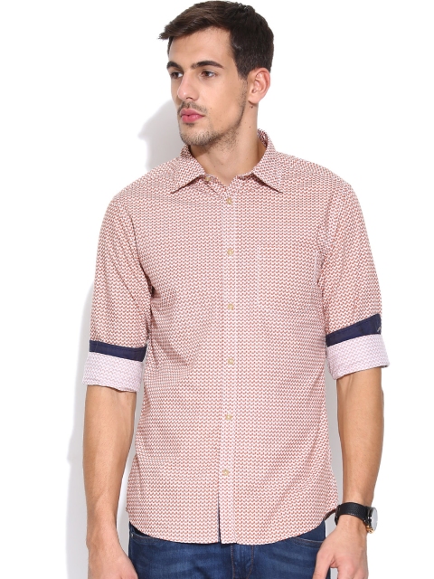 

Blackberrys Rust Orange Printed Slim Fit Casual Shirt