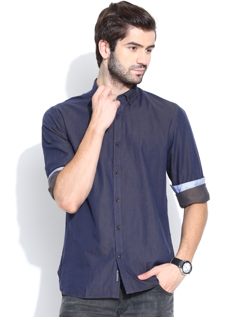 

Blackberrys Navy Slim Fit Denim Casual Shirt, Navy blue