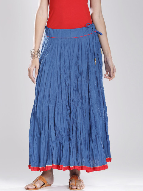 

Fabindia Blue Crushed Maxi Skirt