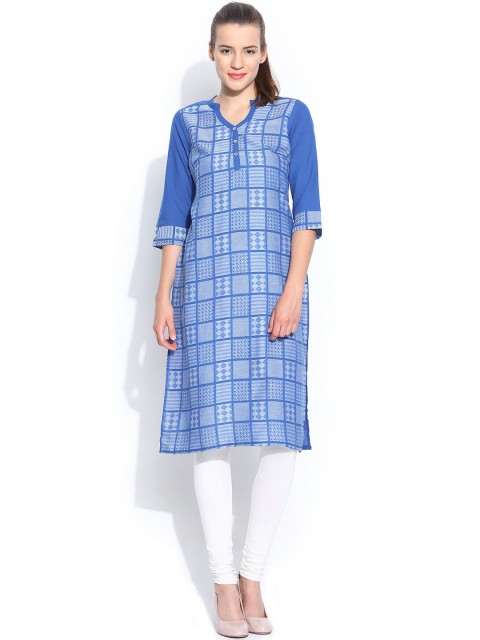

Aurelia Blue Woven Design Kurta
