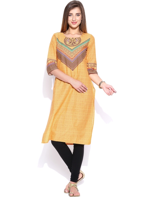 

Aurelia Yellow Printed Kurta