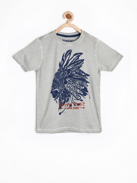 

Flying Machine Boys Grey Printed T-shirt