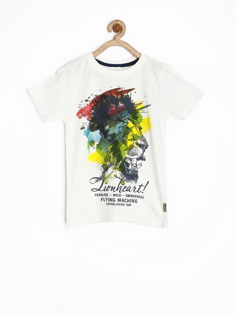 

Flying Machine Boys Off-White Printed T-shirt