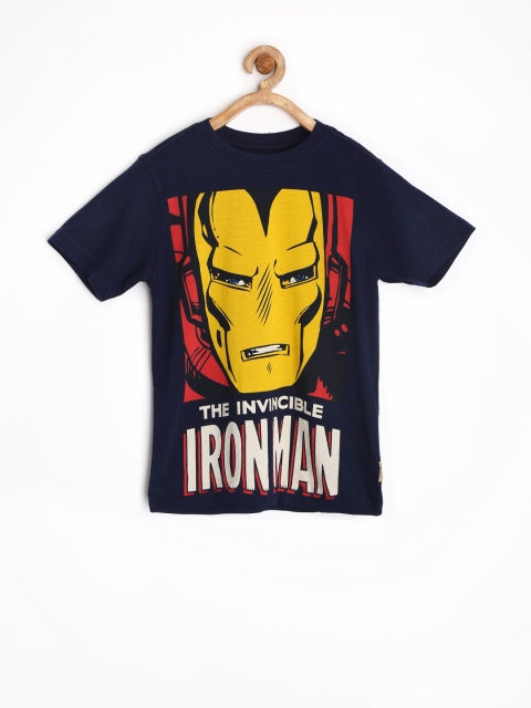 

Marvel Comics by Flying Machine Boys Navy Printed Pure Cotton T-shirt, Navy blue