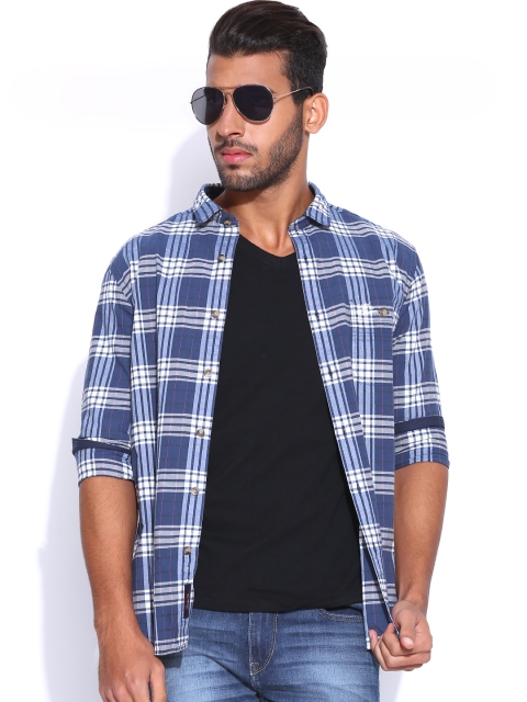 

U.S. Polo Assn. Denim Co. Blue & White Checked Casual Shirt