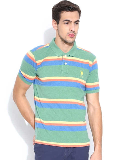 

U.S. Polo Assn. Green Striped Polo T-shirt