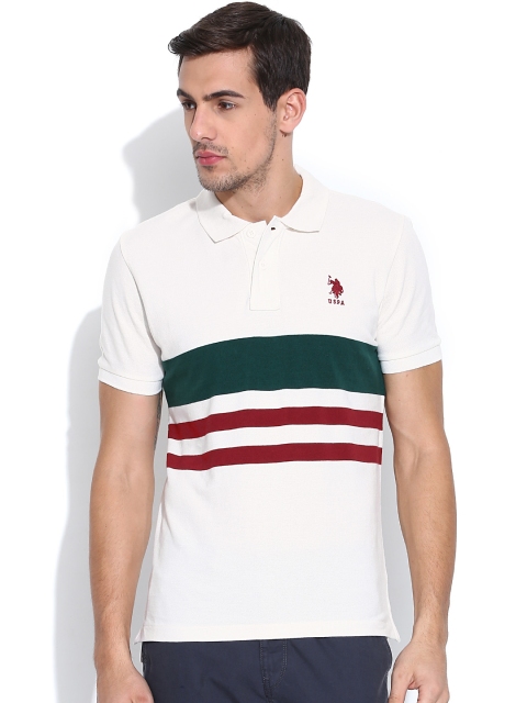 

U.S. Polo Assn. Men Off-White Striped Polo T-shirt