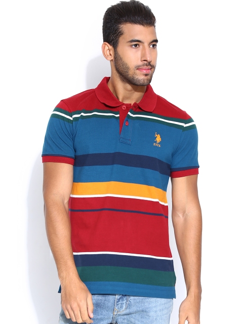 

U.S. Polo Assn. Men Multicoloured Striped Polo T-shirt, Multi