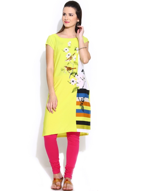 

W Lime Green Printed Kurta