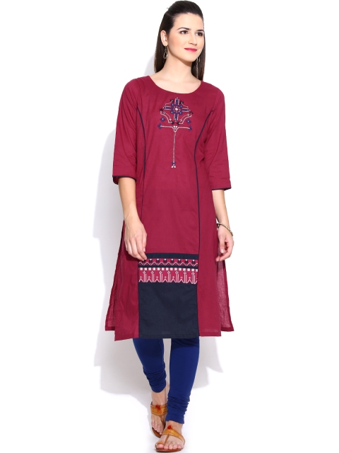 

W Maroon Embroidered Kurta