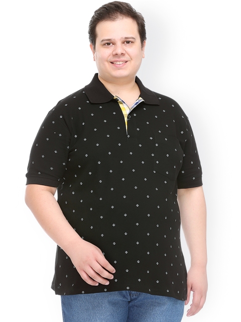 

plusS Black & White Printed Polo T-shirt