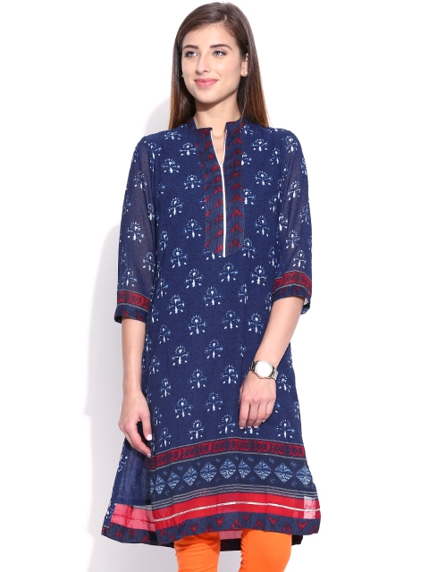BIBA Navy Printed Kurta available at myntra for Rs.449