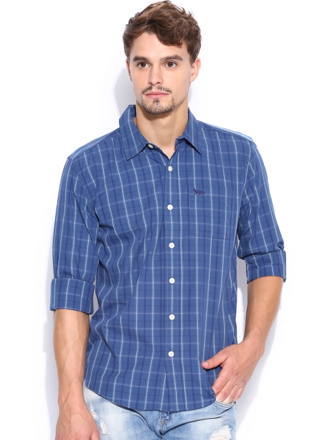 

Fox Blue & Off-White Checked Casual Shirt