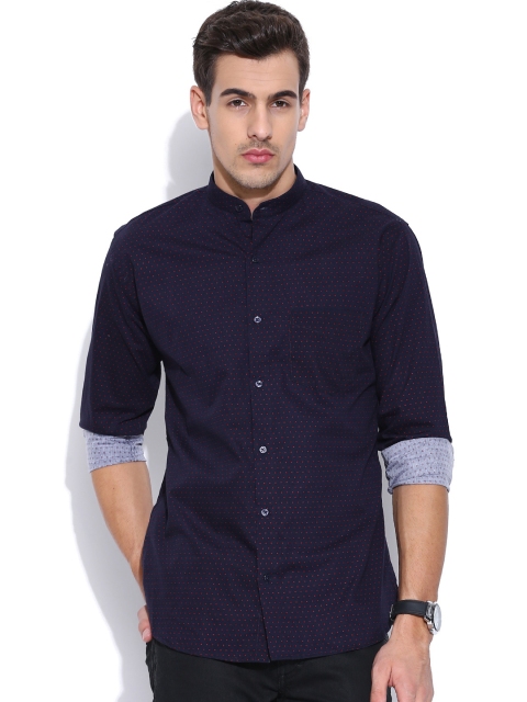 

Hancock Navy Polka Dot Print Slim Fit Casual Shirt, Navy blue