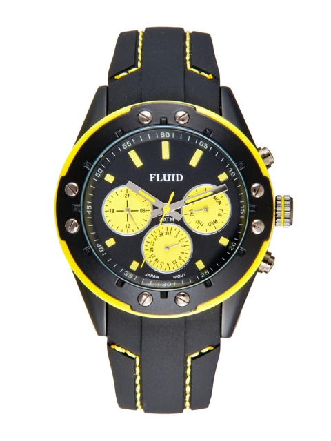 

FLUID Men Black & Yellow Dial Watch FL-103-BK-YL