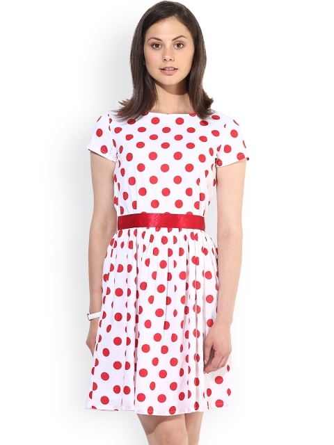 

The Vanca White Printed Fit & Flare Dress