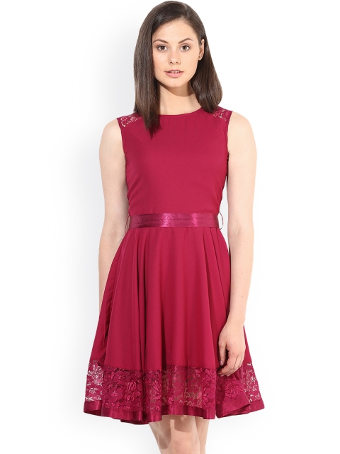 

The Vanca Maroon Lace Fit & Flare Dress