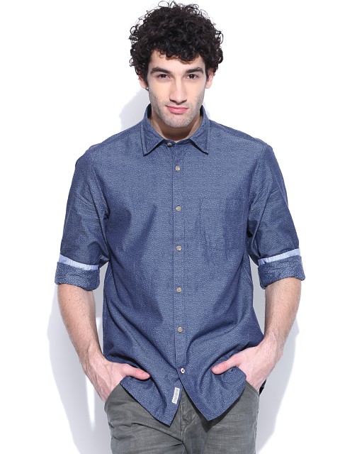 

Blackberrys Blue Slim Fit Casual Shirt