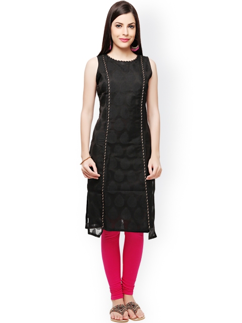 

Abhishti Black Kurta with Woven Design