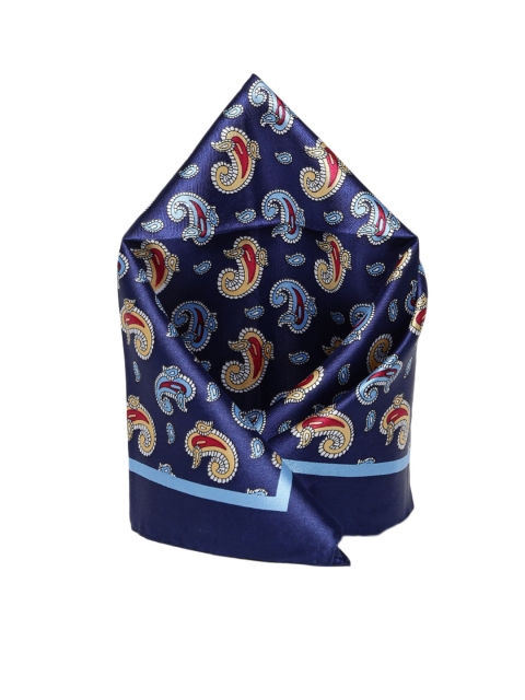 

Alvaro Castagnino Men Navy Printed Pocket Square, Navy blue