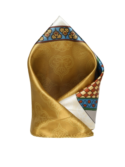 

Alvaro Castagnino Men Cream-Coloured & Mustard Yellow Printed Pocket Square