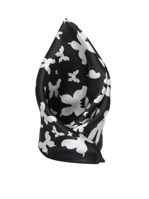 

Alvaro Castagnino Men Black & White Butterfly Print Silk Pocket Square