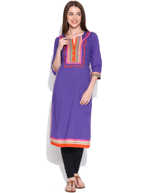 

Rangriti Purple Printed Kurta