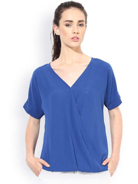 

Besiva Blue Wrap Top