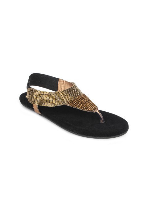 

Shoetopia Women Gold-Toned Embellished Sandals