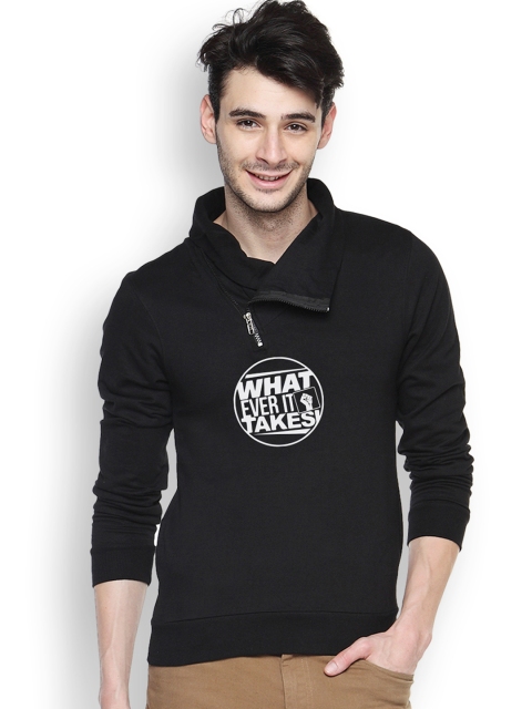 

Campus Sutra Black Printed Sweatshirt