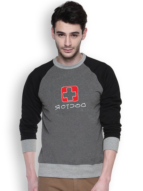 

Campus Sutra Grey Printed Sweatshirt