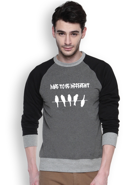 

Campus Sutra Grey Printed Sweatshirt
