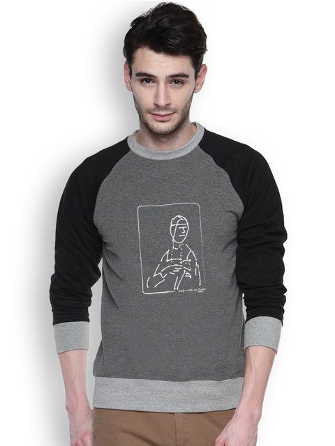 

Campus Sutra Grey Printed Sweatshirt