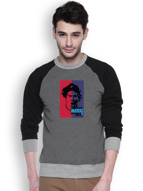 

Campus Sutra Grey Printed Sweatshirt