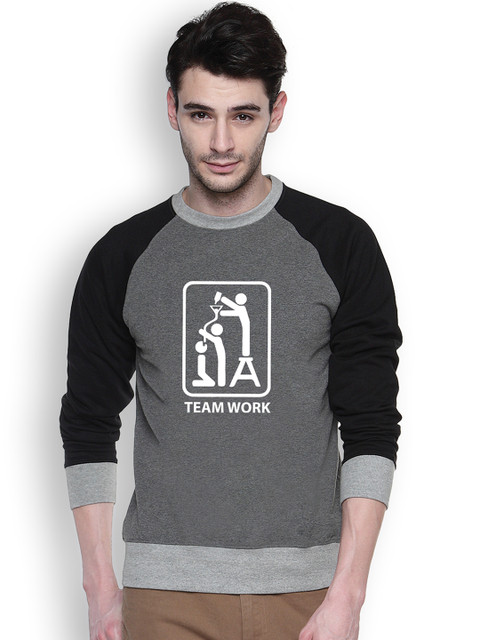 

Campus Sutra Charcoal Grey Printed Sweatshirt