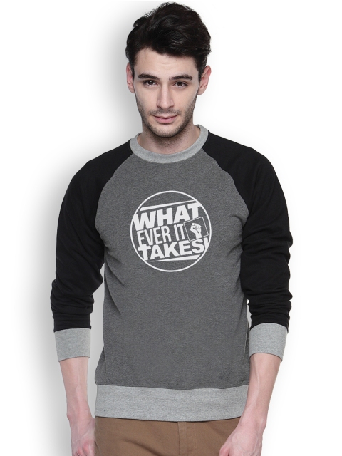 

Campus Sutra Grey Printed Sweatshirt