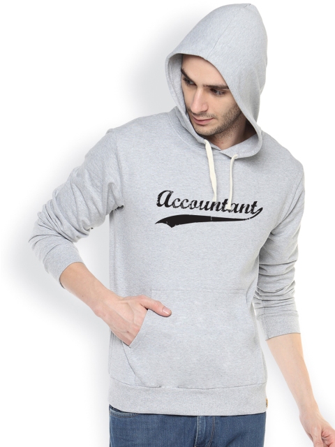 

Campus Sutra Grey Hooded Sweatshirt