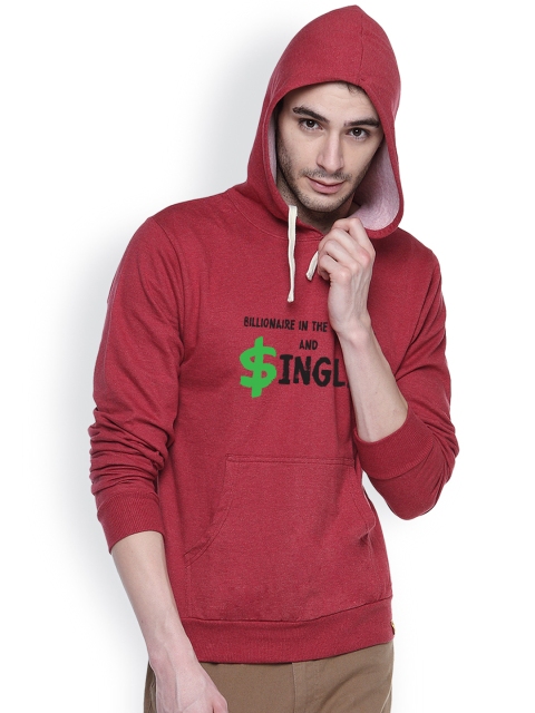 

Campus Sutra Maroon Hooded Sweatshirt