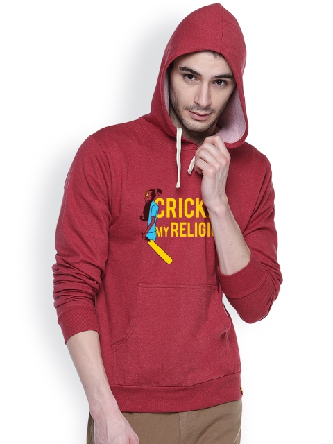 

Campus Sutra Maroon Hooded Sweatshirt