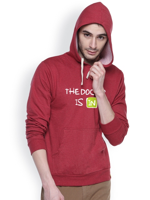

Campus Sutra Maroon Hooded Sweatshirt